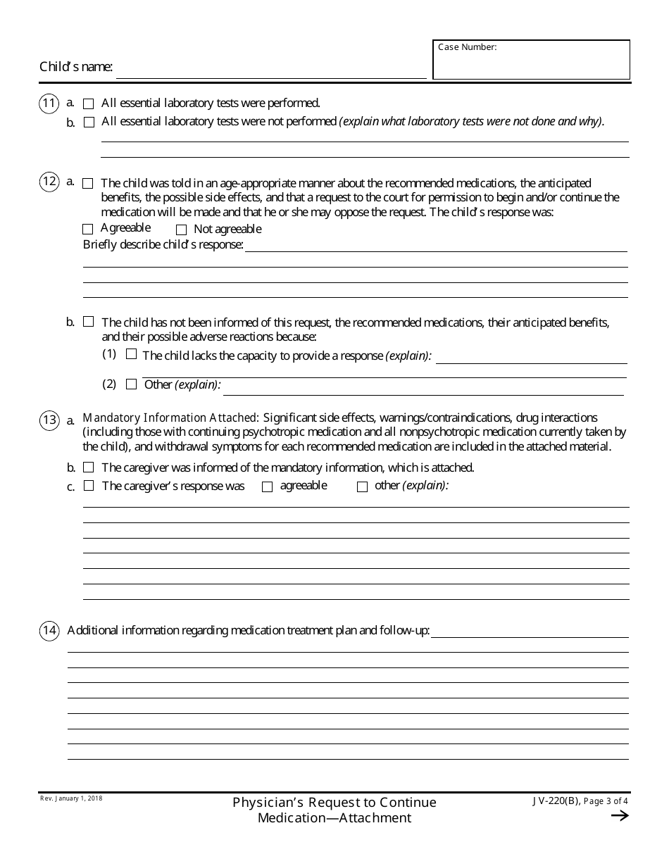 Form JV-220(B) - Fill Out, Sign Online and Download Fillable PDF ...