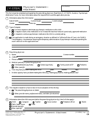 Form JV-220(A) Physician&#039;s Statement - Attachment - California