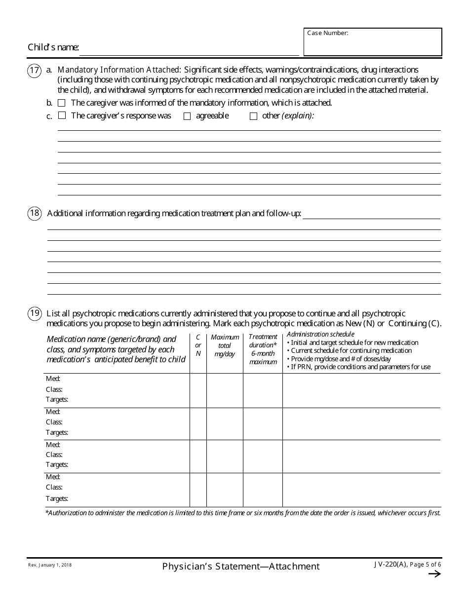 Form JV-220(A) - Fill Out, Sign Online and Download Fillable PDF ...