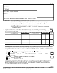 Form CR-101 Plea Form, With Explanations and Waiver of Rights - Felony - California