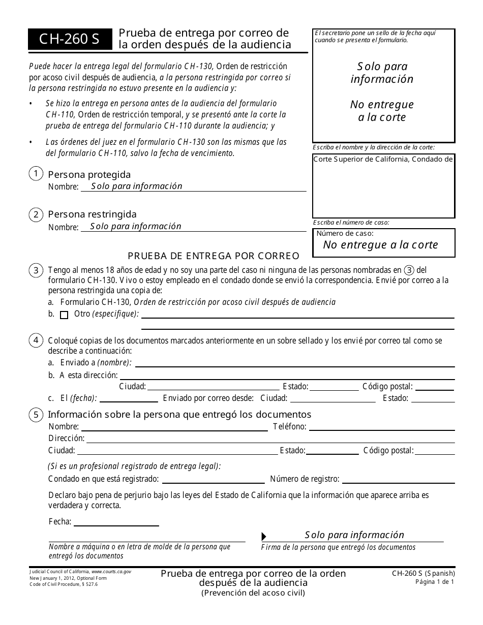 Formulario CH-260 S Download Printable PDF or Fill Online ...