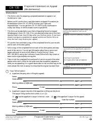 Document preview: Form CR-135 Proposed Statement on Appeal (Misdemeanor) - California