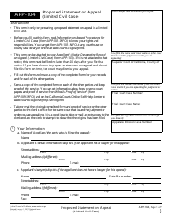 Form APP-104 Proposed Statement on Appeal (Limited Civil Case) - California