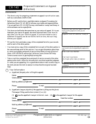 Document preview: Form CR-143 Proposed Statement on Appeal (Infraction) - California