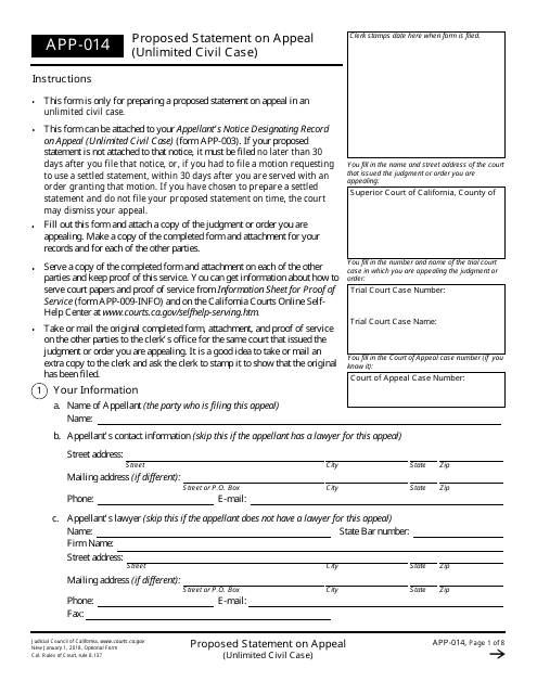 Form APP-014 Printable Pdf