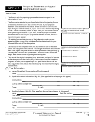 Form APP-014 Proposed Statement on Appeal (Unlimited Civil Case) - California