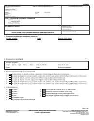 Document preview: Formulario JV-245 S Solicitud De Orden De Restriccion'"corte De Menores - California (Spanish)