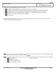 Formulario JV-245 S Solicitud De Orden De Restriccion&quot;corte De Menores - California (Spanish), Page 2