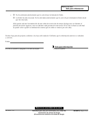Formulario GV-600 S Solicitud Para Dar Por Terminada Una Orden De Restriccion De Armas De Fuego - California (Spanish), Page 2