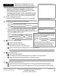 Form CH-120 &quot;Response to Request for Civil Harassment Restraining Orders&quot; - California