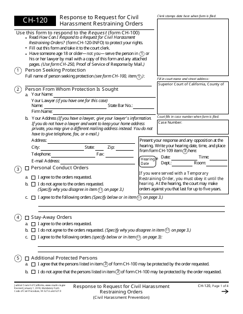 Form CH-120  Printable Pdf