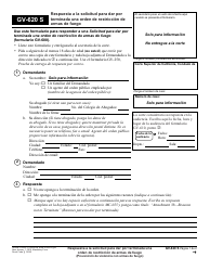 Document preview: Formulario GV-620 S Respuesta a La Solicitud Para Dar Por Terminada Una Orden De Restriccion De Armas De Fuego - California (Spanish)