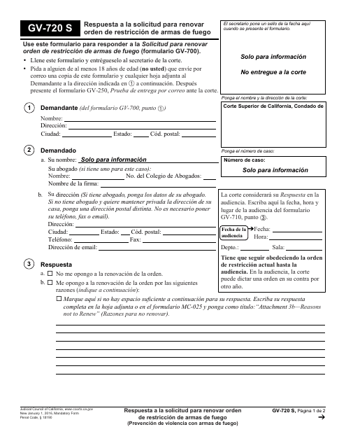 Formulario GV-720 S  Printable Pdf