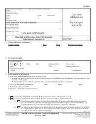Document preview: Formulario JV-255 S Orden De Restriccion'"corte De Menores - California (Spanish)