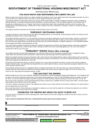 Document preview: Form TH-190 Restatement of Transitional Housing Misconduct Act - California