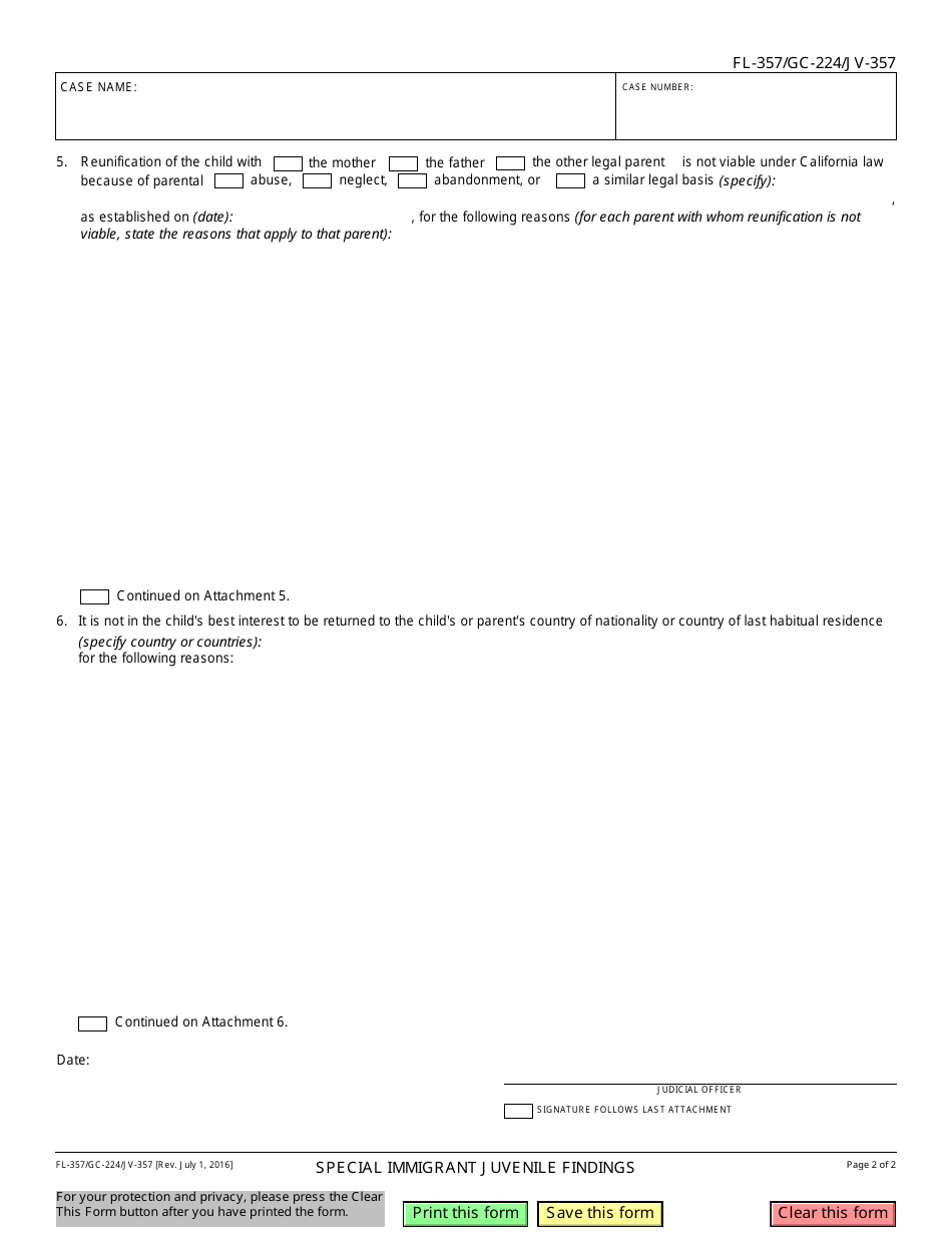 Form FL-357 (GC-224; JV-357) - Fill Out, Sign Online and Download ...