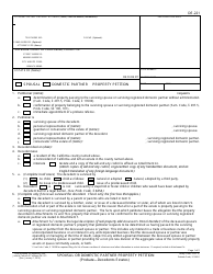 Document preview: Form DE-221 Spousal or Domestic Partner Property Petition - California