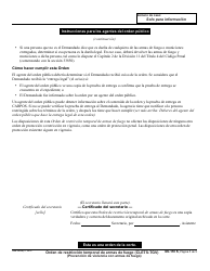 Formulario GV-110 S &quot;Orden De Restriccion Temporal De Armas De Fuego&quot; - California (Spanish), Page 5