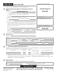 Document preview: Form EA-110 V Temporary Restraining Order - California (Vietnamese)