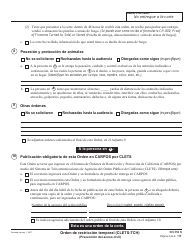 Formulario CH-110 S Orden De Restriccion Temporal - California (Spanish), Page 3