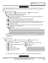 Form SV-110 Temporary Restraining Order - California, Page 2