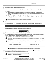Form SV-110 Temporary Restraining Order - California, Page 3