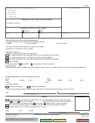Form CR-301 &quot;Warrant Request and Order&quot; - California