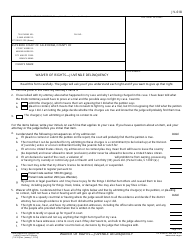 Document preview: Form JV-618 Waiver of Rights"juvenile Delinquency - California