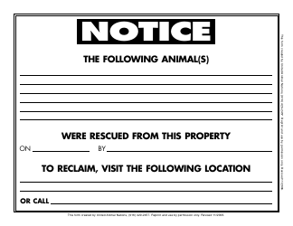 &quot;Rescue Notice Form&quot; - Alabama