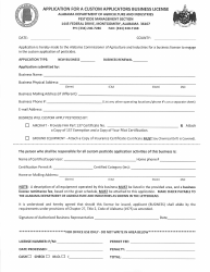Document preview: Application for a Custom Applicators Business License - Alabama