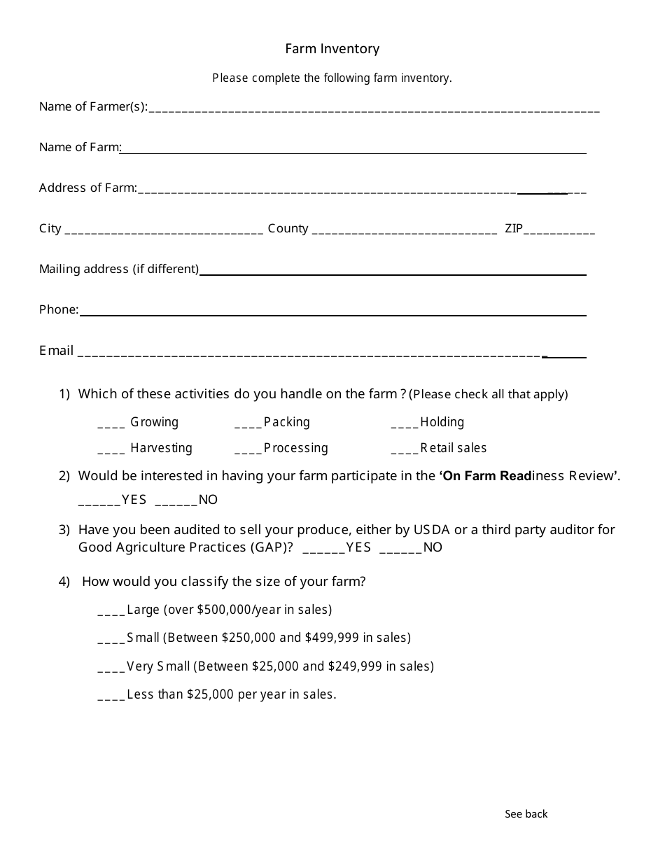 Alabama Farm Inventory Survey Form Fill Out, Sign Online and Download