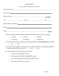 Farm Inventory Survey Form - Alabama