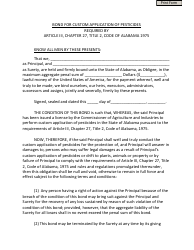 Document preview: Bond for Custom Application of Pesticides - Alabama