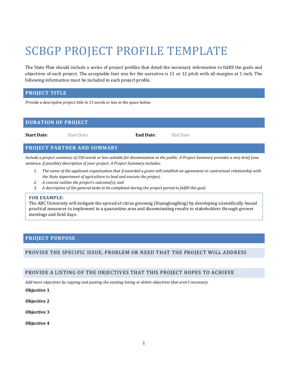 Scbgp Project Profile Template - Alabama, Page 1