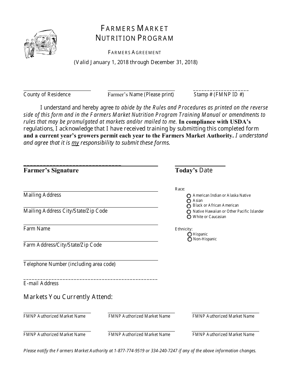 Farmers Agreement Form - Alabama, Page 1