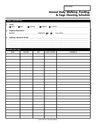 Document preview: Animal Daily Walking, Feeding, & Cage Cleaning Schedule Template - United Animal Nations