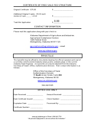 Certificate of Free Sale Application Form - Alabama, Page 2
