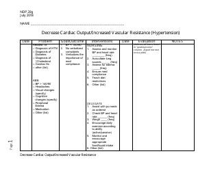 Form NDP20G Decrease Cardiac Output/Increased Vascular Resistance (Hypertension) - Alabama