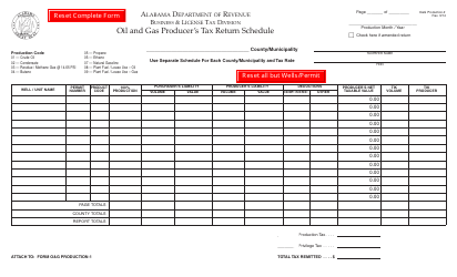 Form O&amp;G PRODUCTION-2 Oil and Gas Producer's Tax Return Schedule - Alabama