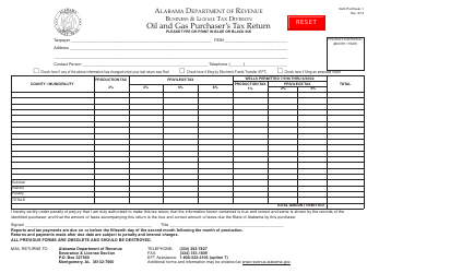 Document preview: Form O&G Purchaser-1 Oil and Gas Purchaser's Tax Return - Alabama