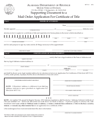 Form MVT5-9 Supporting Document to a Mail Order Application for Certificate of Title - Alabama