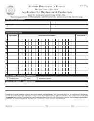 Document preview: Form MV40-12-265-1 Application for Replacement Credentials - Alabama