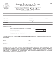 Document preview: Form MVR-1 Temporary Tag Application - Alabama