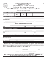 Form INV26-1 Application for Alabama Assigned Vehicle Identification Number for a Homemade Trailer - Alabama