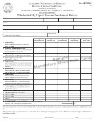 Document preview: Form B&L: MFT-WOLF Wholesale Oil/Import License Fee Annual Return - Alabama