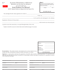 Document preview: Form B&L: RJ Joint Petition for Refund - Alabama