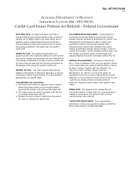 Form B&amp;L: MFT-PRCFG Credit Card Issuer Petition for Refund - Federal Government - Alabama, Page 2