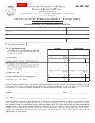 Form B&amp;L: MFT-PRCEE Credit Card Issuer Petition for Refund - Exempt Entity - Alabama