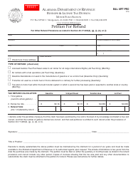 Document preview: Form B&L: MFT-PRO Petition for Refund - Alabama