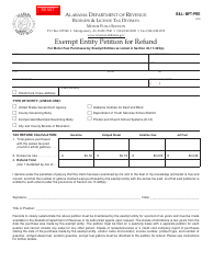 Document preview: Form B&L: MFT-PRE Exempt Entity Petition for Refund - Alabama